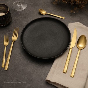 New Retro Embossed Stone Pattern Stainless Steel Silverware <b>Knife</b> Fork Spoon Set Wedding Cutlery Dishwasher <b>Safe</b> for Restaurant - Product Image 6