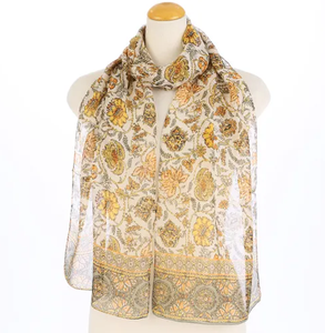 Spring Paisley Floral Print Scarf Lightweight Chiffon Neck <b>Wrap</b> Vintage Style <b>Shawl</b> for Women Multi-Colors - Product Image 1