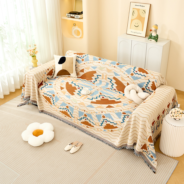 Nordic Style Jacquard Polyester Cotton Material Blanket Double Sided Use Throw Tapestry Blankets