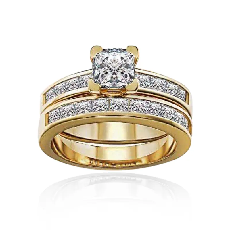 New Classic Designed Real 9 Karat 14 Karat 18 Karat Gold Real Diamond Princess Cut Diamant Kochs chwanz Ring für Frauen Diamant Verlobung sring