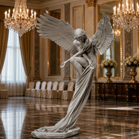 Ensemble d'art mural personnalisé avec sculpture d'ange à caractères grecs religieux et détails gravés pour statue en marbre de parc