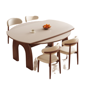 Ensemble de table à manger extensible moderne en pierre frittée avec 6 chaises <span class=keywords><strong>Sirène</strong></span>, mobilier écologique pour la maison, l'école, l'hôtel, la villa - Product Image 1