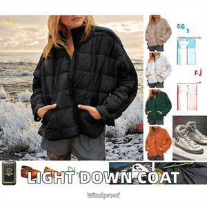 Chaqueta Elegante para Mujer, Estilo Blusón, Holgada, Ligera, Plegable, Forrada con Pelo Sintético, Manga Larga, Cuello Alto, Cortavientos, con Cierre - Product Image 2