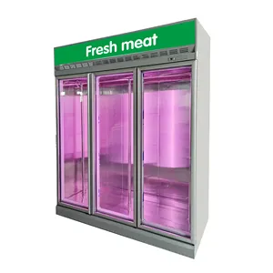 butchery display fridges fresh meat commercial cooler refrigerated showcase upright glass door hanging meat refrigerator