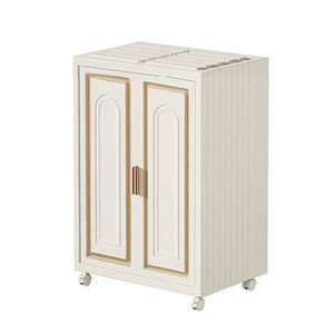 ตู้เสื้อผ้าพลาสติกพับได้แบบพกพาพร้อมล้อ ราวแขวน และตู้เก็บของแบบพับได้สำหรับห้องนอน - Product Image 3