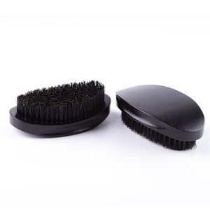 Logo personnalisé brosse à <span class=keywords><strong>barbe</strong></span> en bois courbé brosse à cheveux noire pour hommes LOGO personnalisé en poils de sanglier doux 360 - Product Image 6