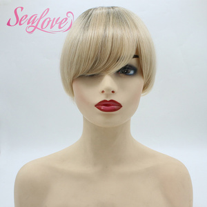 Frangia a clip bionda Shadow Root a lunga durata, in vero capello umano, con frangia a clip, parrucche in capelli umani con frangia - Product Image 3