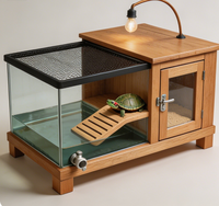 Terrarium de luxe en bois massif Light Shadow Duplex, écologique, pour tortues aquatiques et terrestres, avec plateforme de basking et UVB