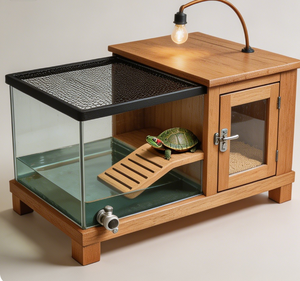 Terrario de Tortuga de Madera Sólida de Doble Piso, Ecológico y de Lujo, Plataforma para Tomar el Sol <span class=keywords><strong>con</strong></span> Protección UVB - Product Image 1