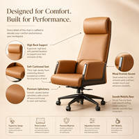 Chaise de bureau de direction de luxe à dossier haut, inclinable et pivotante, avec appui-tête et accoudoirs rembourrés