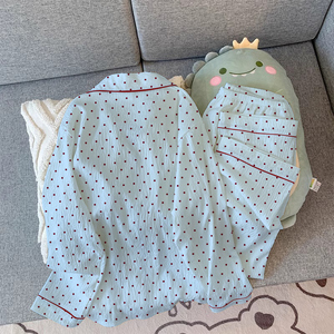 Bộ đồ ngủ cao cấp chất liệu nhăn mùa xuân hè, tay dài và quần dài, kiểu dáng dễ thương, có thể mặc ra ngoài nhà. - Product Image 5