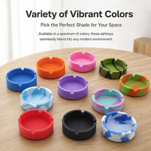 Custom Logo Silicone <b>Ashtray</b> Wholesale Food Grade Reusable <b>Ashtrays</b> OEM Factory Cigarette Ash Tray for Bar Restaurant - Product Image 1