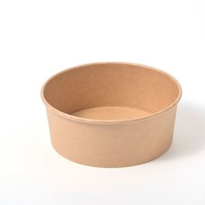 Bol à salade jetable en papier kraft avec couvercle, biodégradable, compatible micro-ondes, récipient alimentaire rond, échantillon gratuit, faible MOQ, achat en gros - Product Image 1