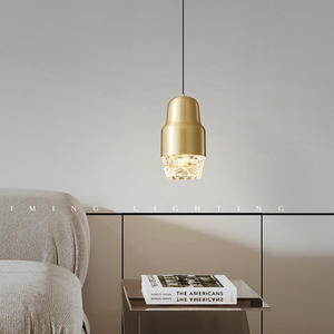 Lámpara Colgante de Cobre y Acrílico de un Solo Cabezal para Habitación de Hotel, Dormitorio, Sala de Estar, Pared de Fondo, Mesita de Noche - Product Image 3