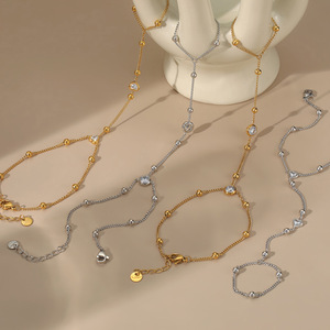 Pulseras Sencillas <span class=keywords><strong>de</strong></span> Acero Inoxidable con Baño <span class=keywords><strong>de</strong></span> <span class=keywords><strong>Oro</strong></span> <span class=keywords><strong>de</strong></span> 18K <span class=keywords><strong>para</strong></span> Mujer, Joyería Festiva, Cadena <span class=keywords><strong>de</strong></span> Mano con Corazón <span class=keywords><strong>de</strong></span> Zirconia, Pulsera <span class=keywords><strong>de</strong></span> Dedo - Product Image 2