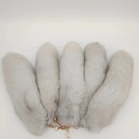 Véritable fourrure d'animal 40 cm Fluffy Blue fox Fur Tail Keychain Gray White fox Tail