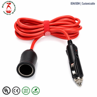 Câble d'extension allume-cigare de voiture en cuivre pur 16AWG OEM en gros, prise mâle-femelle avec fusible LED 12V 24V