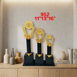 Ensemble de trophées plaqués or royal avec base noire pour événements promotionnels, trophées plaqués or, récompenses pour événements promotionnels, base noire - Product Image 2