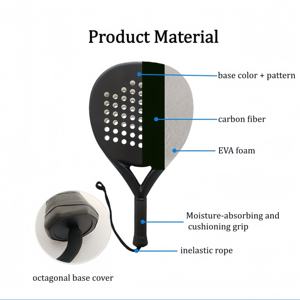 Raquette de padel sportive personnalisée en usine, en fibre de carbone 3K/12K/18K, nylon EVA, légère, haute résistance, tête en diamant - Product Image 2