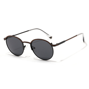 <b>Round</b> Full Rim <b>Sunglasses</b> Black <b>Frame</b> Gray Lenses Unisex Adult UV400 Sun Protection Retro Style - Product Image 1