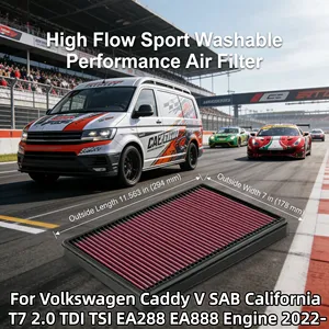 ไส้กรองอากาศแบบซักได้ประสิทธิภาพสูง High Flow Sport รุ่น 5Q0129620B สำหรับรถยนต์ <span class=keywords><strong>VW</strong></span> Caddy V SAB <span class=keywords><strong>California</strong></span> T7 เครื่องยนต์ 2.0 TDI <span class=keywords><strong>TSI</strong></span> EA288 EA888 ปี 2022- - Product Image 1