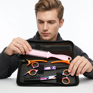 Kit de coiffure professionnel 4 pièces avec ciseaux à effiler et peigne pour usage en salon de coiffure - Product Image 3