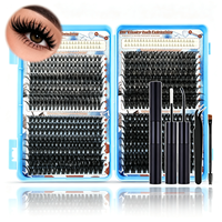 Kit de cils en grappe légers DIY, longue tenue, avec cils individuels inférieurs, vente en gros, kits de cils en grappe effet éventail