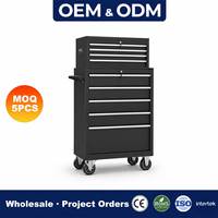 Caja de Herramientas Rodante Apilable de Aluminio de Alta Resistencia con Cajones con Cerradura para Taller, Almacenamiento en Garaje y Uso Mecánico