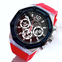 Montre chronographe pour homme, lunette à vis, cadran squelette, bracelet en silicone, grand boîtier, affichage de la date, montre sport de luxe, multicolore