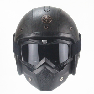 Casque de <span class=keywords><strong>moto</strong></span> classique 3/4, casque rétro en cuir, casques de <span class=keywords><strong>moto</strong></span>, motos - Product Image 3