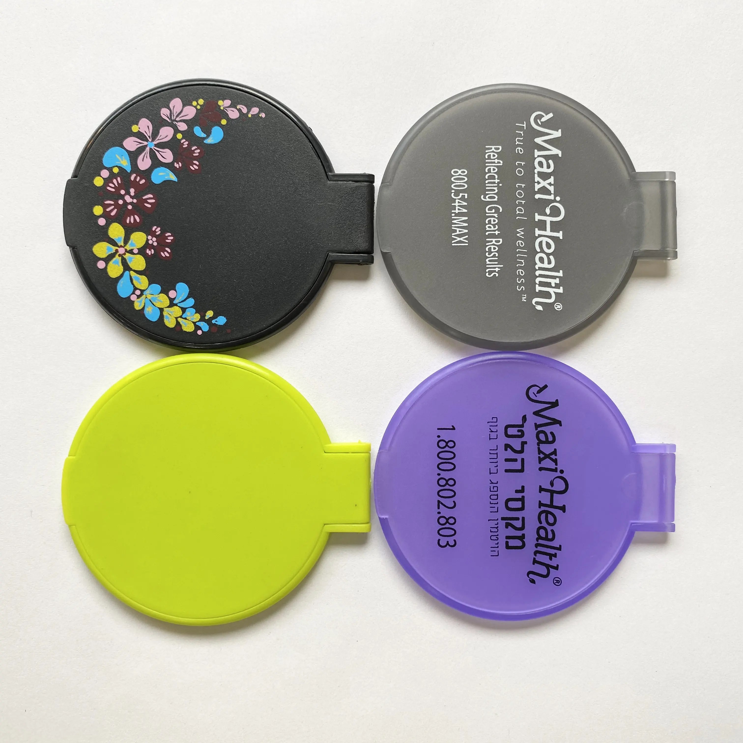Pequeños regalos para invitados promoción publicitaria personalizada plegable redondo de un solo lado mini espejo portátil de plástico de mano