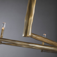 Lustre d'îlot linéaire de luxe moderne, cadre en laiton torsadé, bougies en cristal, LED à économie d'énergie, lumière blanche chaude douce 2700K, suspension