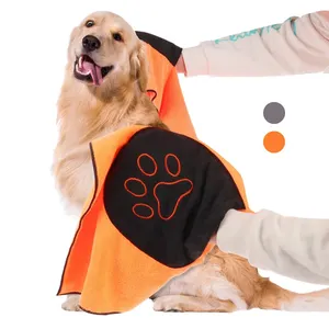 Serviettes pour chien en microfibre super absorbantes à séchage rapide personnalisées de 50x100cm avec poches pour les mains pour sécher les chiens de grande taille