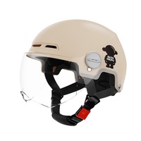 Casque de moto certifié 3C en ABS avec visière noire, demi-casque anti-UV pour hommes et femmes, adapté à toutes les saisons