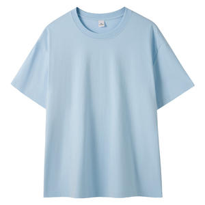 T-shirt à manches courtes en coton lourd 230g pour <span class=keywords><strong>homme</strong></span>, été, 100% tricoté, couleur unie, ample, décontracté, col rond, tendance, marque, tee-shirt vierge - Product Image 5
