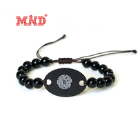 Prix pas cher nouveau bracelet réglable en perles d'obsidienne étanche RFID