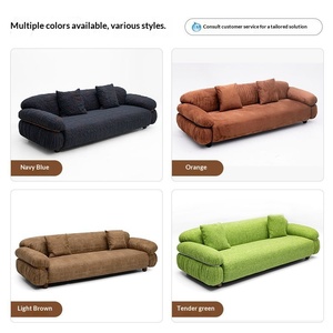 Wabi Sabi Style <b>Metal</b> <b>Frame</b> Fabric Sofa Bauhaus Beige Three Seater Minimalist Designer Leisure Couch - Product Image 2
