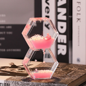 Décorations en acrylique en forme de double diamant hexagonal, goutte d'huile, sablier, cadeau d'anniversaire, ornement de bureau pour étudiant, fait main - Product Image 1