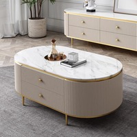 Meuble TV blanc de luxe moderne, ensemble table basse, pieds en acier inoxydable doré, tiroirs en marbre, meubles de maison pour panneau de salon