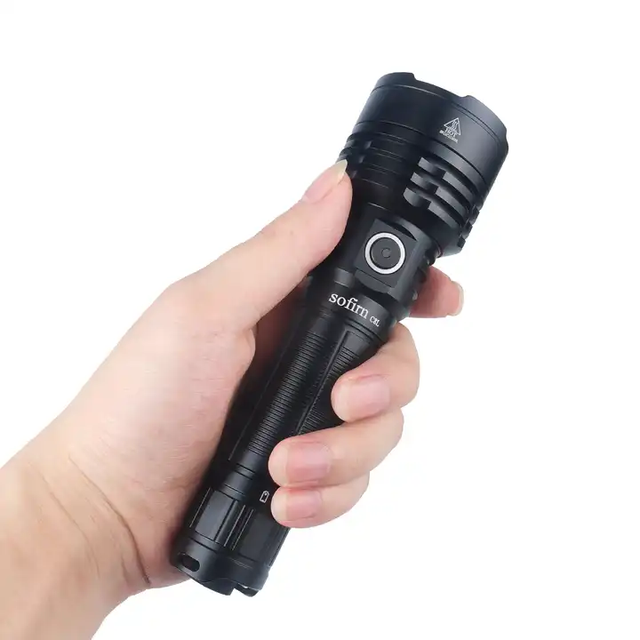 Sofirn C8L Powerful Long Range LED Flashlight 3100LM Rechargeable Torch LED Tactical Flashlight 21700 with Power Indicator