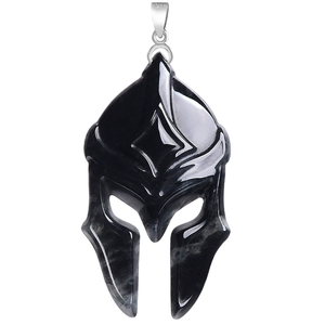 Jade natural de grado A, colgante de casco de guerrero espartano, amuleto de gallina negra, piedra de jade helado, plata S925, estilo hip-hop único - Product Image 4