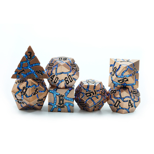 Estilo azul brillo Mica Metal alta calidad Conjunto personalizado 16mm Cooper <span class=keywords><strong>Color</strong></span> juego de dados con número negro Dnd - Product Image 1