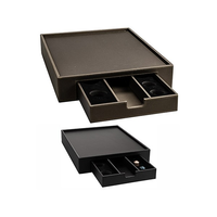 Plateau à capsules de café en cuir personnalisé (style londonien), organisateur pour bar à café, plateau de réception/accueil pour hôtels.