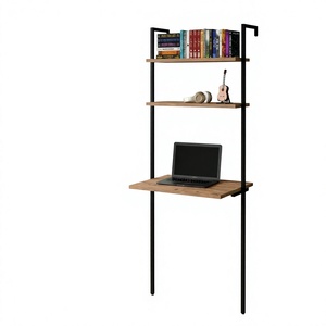 Modern Metal Office <b>Desk</b>-<b>Portable</b> Home Study Writing Work Computer <b>Desk</b> with Wood Surface - Product Image 1