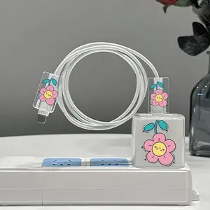 Custodia per caricabatterie in Silicone morbido a fiori per <span class=keywords><strong>iPhone</strong></span> 15 14 <span class=keywords><strong>13</strong></span> <span class=keywords><strong>Apple</strong></span> 18/20W custodia protettiva per cavo di protezione - Product Image 4