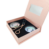 Boîtes d'emballage en carton personnalisées OEM avec logo imprimé UV pour kit de cils, éponge à l'intérieur avec miroir, boîtes à cils pliables pour kit DIY