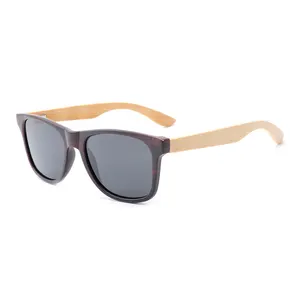 Newest design CE certificated polarized bamboo arms logo frame sunglasses