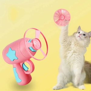 Nuovo giocattolo per gatti giocattolo gioco interattivo per animali domestici gatto cane addestramento lanciatore con 15 pezzi disco volante Mini catapulta giocattoli per gatti accessori per gatti - Product Image 3