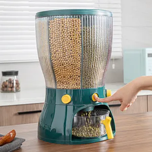 AU CAT Kitchen Storage box rice dispenser food storage   container Rotating Sealed Rice Bucket Household Grain Storage Box