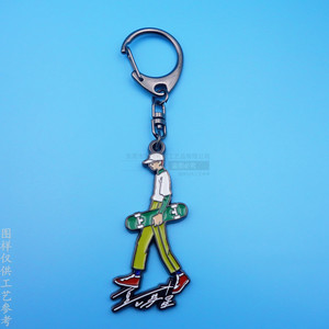 <b>Anime</b> <b>Keychain</b> Zinc Alloy Enamel Cartoon Character Black Nickel Color Modern Simple Style Gift Accessory - Product Image 2
